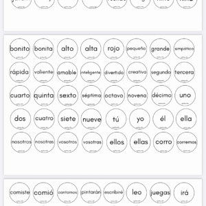 CÍRCULOS RULETA CATEGORÍAS GRAMATICALES