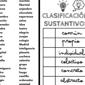 FICHA CLASIFICACIÓN SUSTANTIVOS