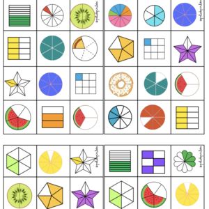 BINGO FRACCIONES Y TARJETAS FRACCIONES