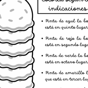 FICHA HELADOS NÚMEROS ORDINALES