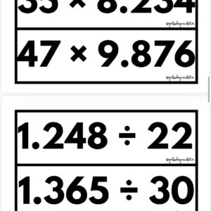 TARJETAS MULTIPLICACIONES Y DIVISIONES 2 CIFRAS